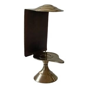 Vintage Brass Candle Holder Christ Profile Backplate Jerusalem Israel 5"  VG